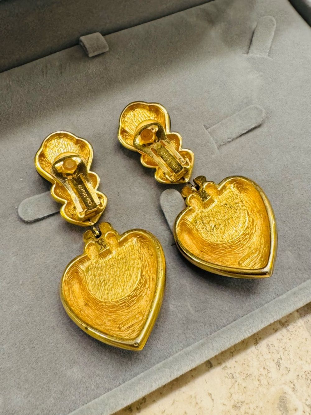 Vintage Christian Dior Statement Black Enamel Pearl and Gold Drop Earrings - Picture 3 of 4